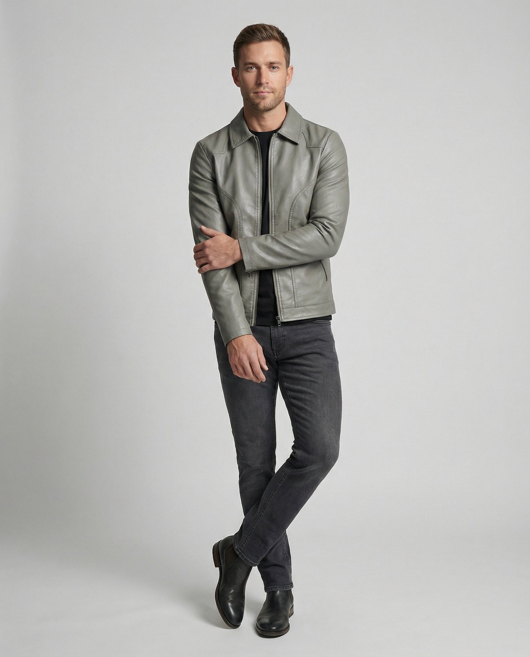 Herren Lederjacke figurbetont