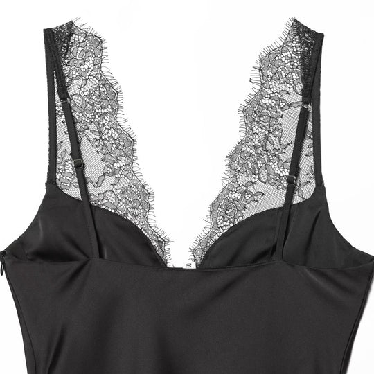 Damen elegantes Camisole-Top mit Spitzenbesatz und hochwertigem Stoff R&B