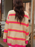 R&B | Festlicher Winter Gestreifter Wollcardigan Für Damen | Ideal Für Den Winter