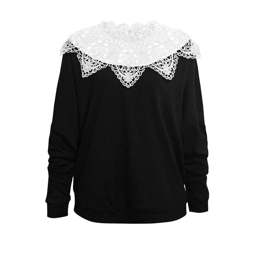 Damen Sweatshirt mit dekorativem Spitzenkragen und lässigem Schnitt R&B