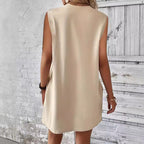 Damen lässiges T-Shirt Kleid mit Taschen und Rundhalsausschnitt R&B