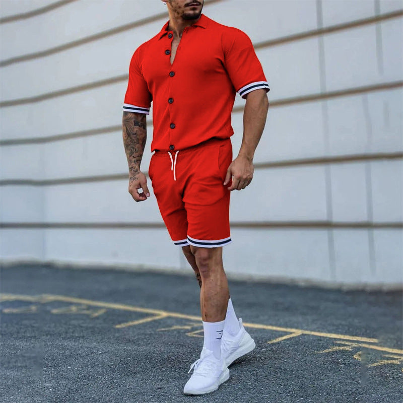Herren Freizeit-Set mit modernem Kurzarm-Hemd und Short Heidi-Mode