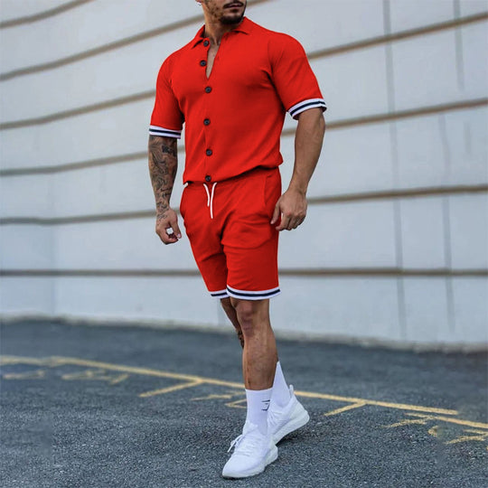 Herren Freizeit-Set mit modernem Kurzarm-Hemd und Short Heidi-Mode