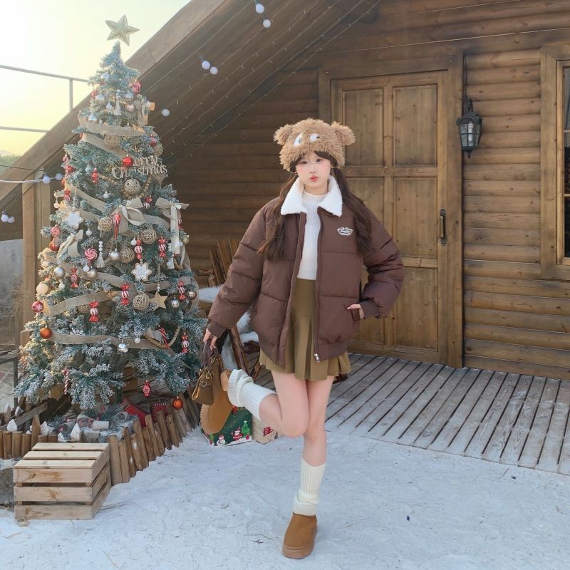 Damen gepolsterte Winterjacke mit kuscheligem Kragen und praktischen Taschen