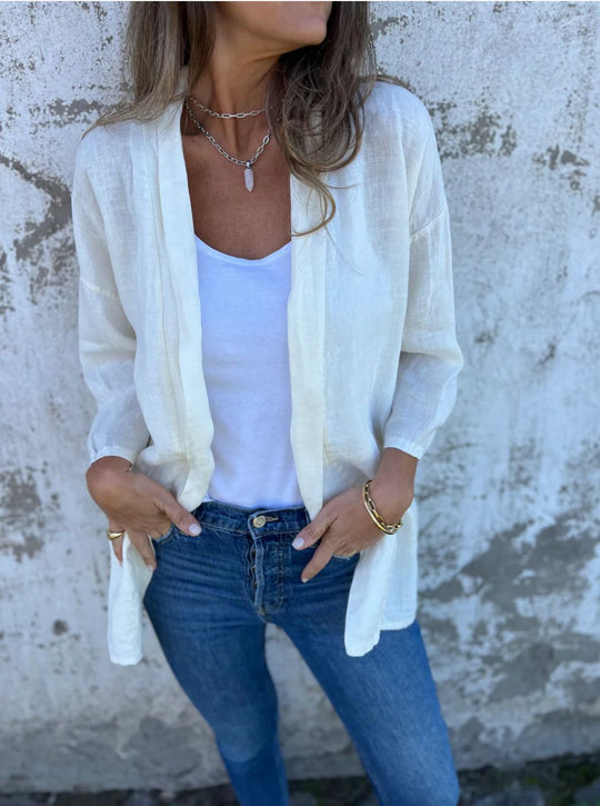 Damen lässige Sommerjacke aus leichtem Leinen R&B