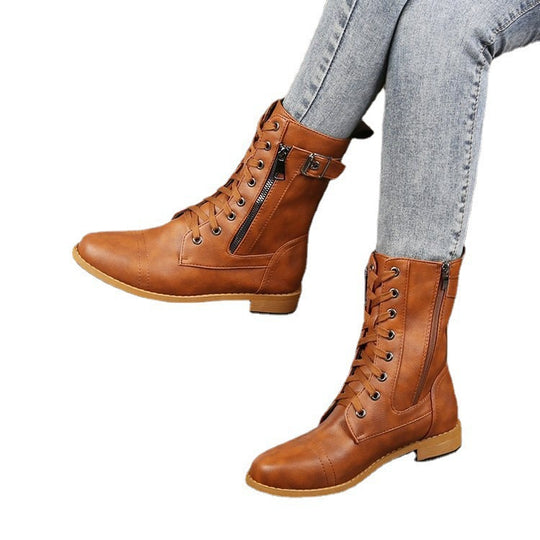 Damen Charmante Schnürstiefel mit modischem Reißverschluss R&B