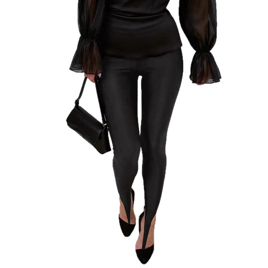 Damen Leggings mit stilvollen Cut-Outs und elastischem Komfortbund R&B