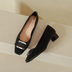 Damen Ballerinas mit elegantem Quadrat-Design und dekorativem Riemen