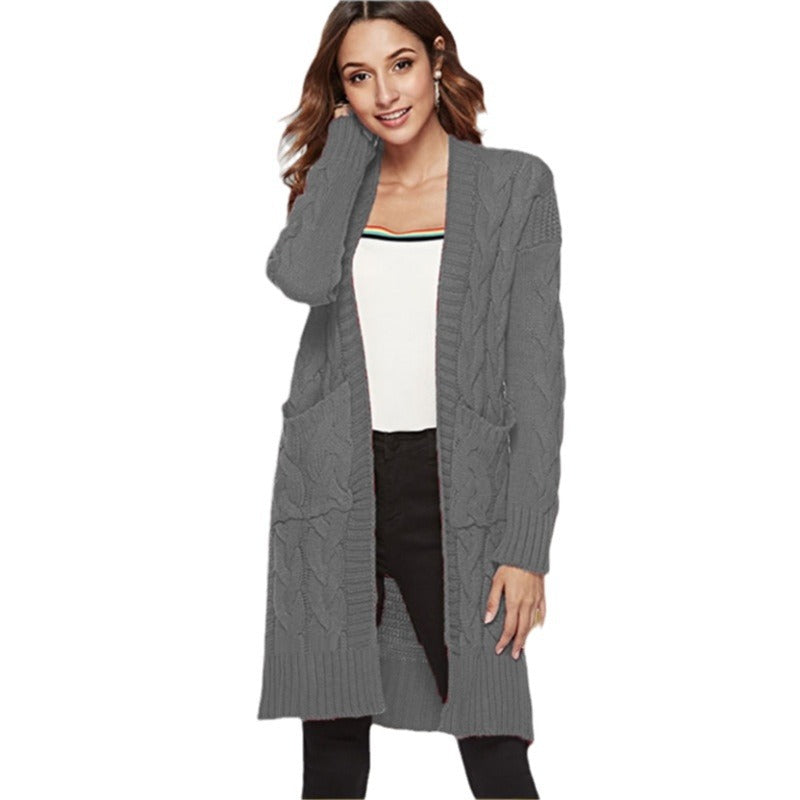 Damen Strickjacke mit langen Ärmeln und gezopften Details R&B