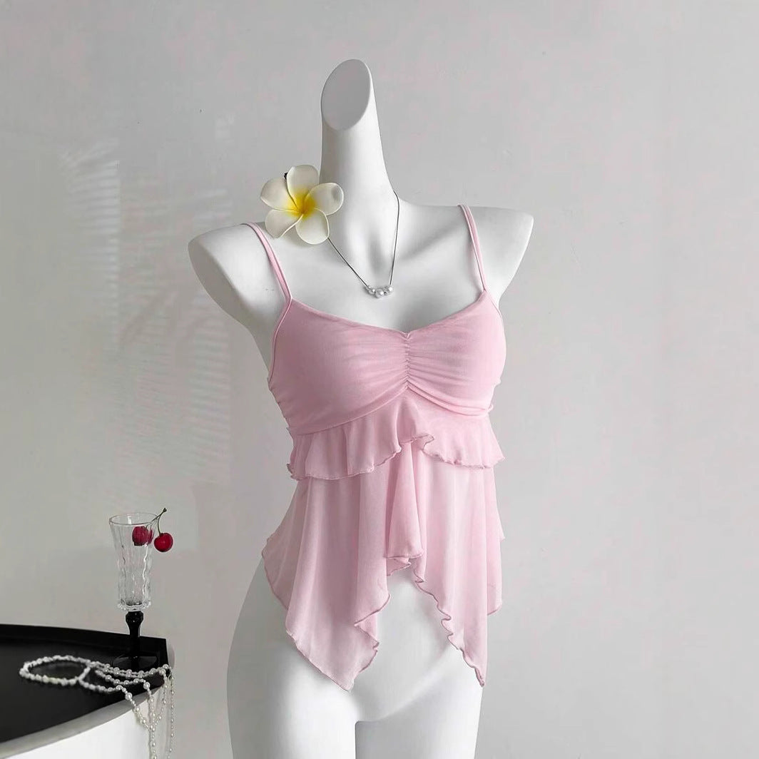 Damen Rüschenshirt mit zartem V-Ausschnitt R&B