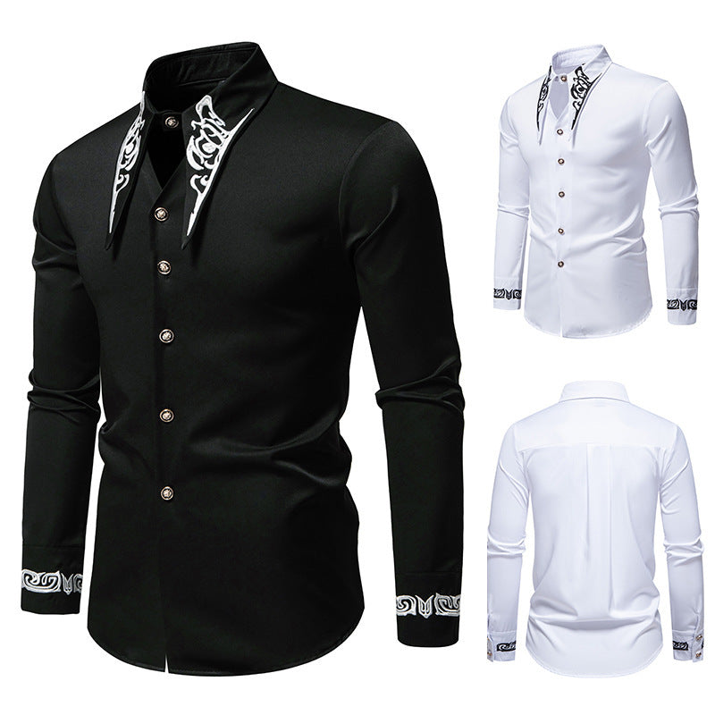 Herren modisches Hemd mit kreativem Kragen-Design R&B