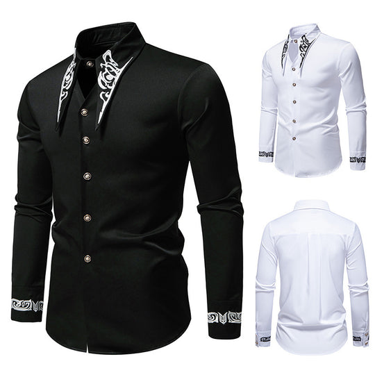 Herren modisches Hemd mit kreativem Kragen-Design R&B