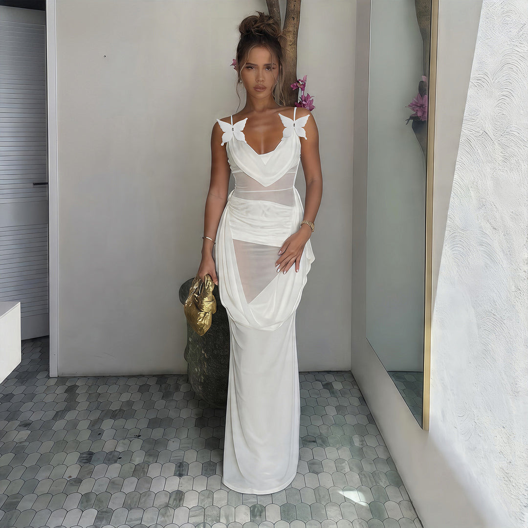 Damen Elegantes und luftiges Maxikleid mit raffinierten Trägern R&B