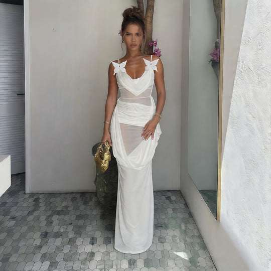 Damen Elegantes und luftiges Maxikleid mit raffinierten Trägern R&B