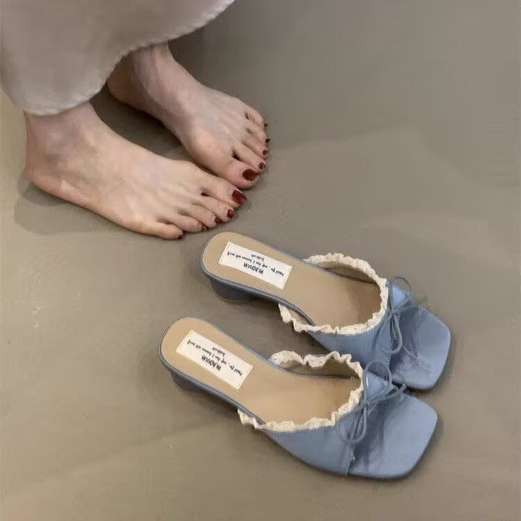 Damen elegante Sling-Sandalen mit modischem Rüschendetail R&B
