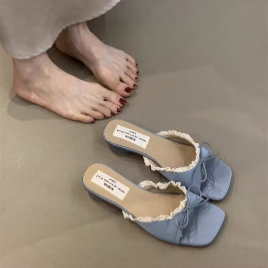 Damen elegante Sling-Sandalen mit modischem Rüschendetail R&B