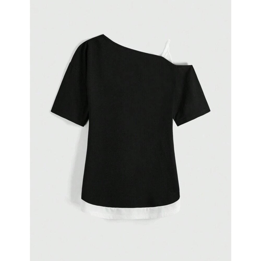Damen kreatives T-Shirt mit asymmetrischem Design R&B