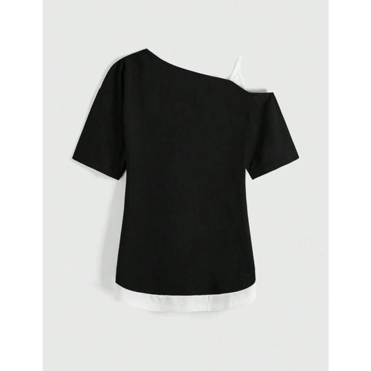 Damen kreatives T-Shirt mit asymmetrischem Design R&B