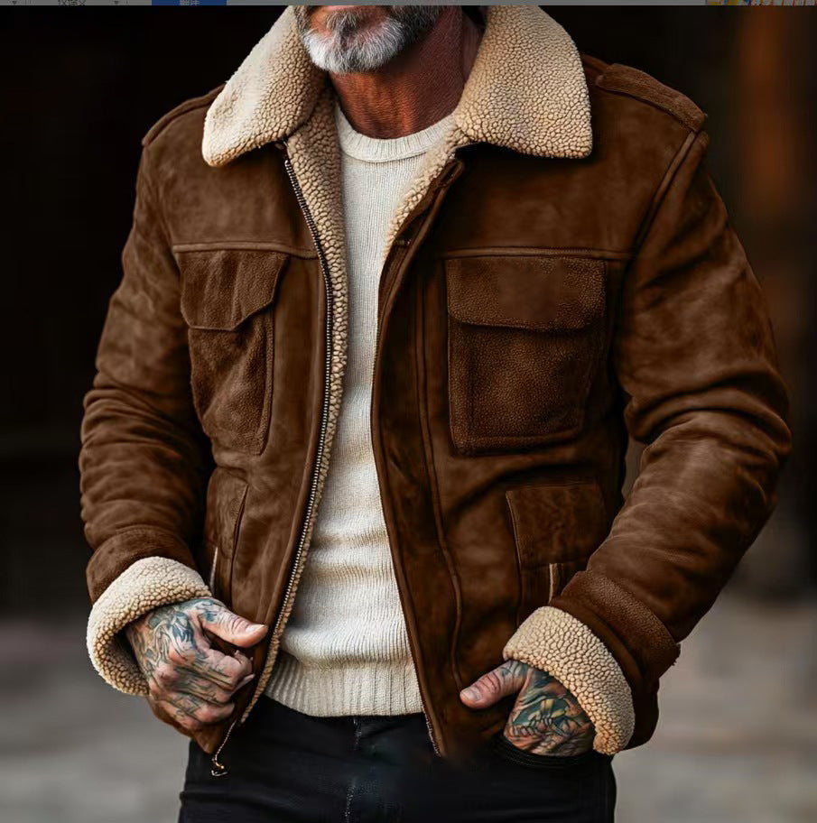 Herren jacke mit warmem Sherpa-Futter und praktischen Taschen R&B