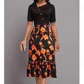 Damen Elegantes Kleid mit floralem Muster und Knopfdetails R&B