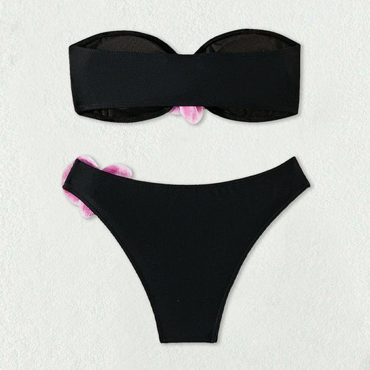 Damen Bandeau-Bikini mit eleganten Orchideen-Akzenten R&B