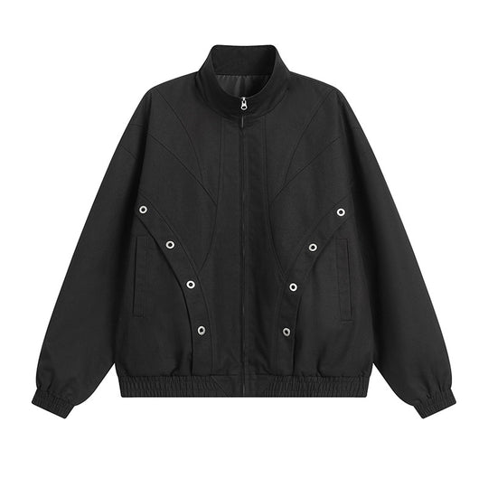 Damen modische Übergangsjacke mit hohem Kragen und praktischen Druckknopfdetails R&B