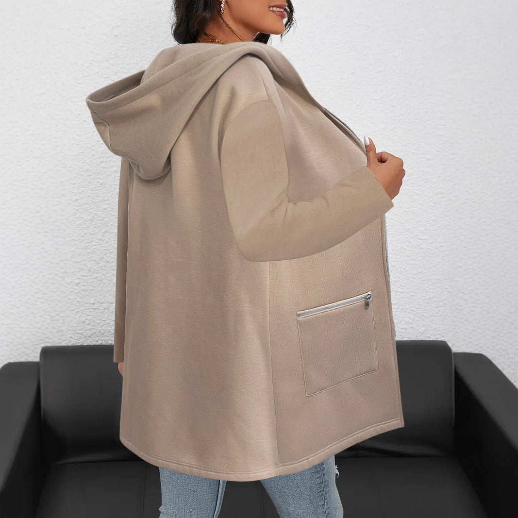 Damen Lange Strickjacke mit durchgehendem Reißverschluss und praktischen Taschen R&B