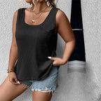 Damen lockeres Knoten-Tanktop mit breiten Trägern und Brusttasche R&B