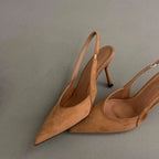 Damen Slingback-Pumps aus Wildleder mit eleganter Spitzform R&B