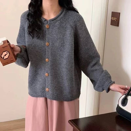 Damen Strickjacke mit asymmetrischem Schnitt und großzügigen Ballonärmeln R&B