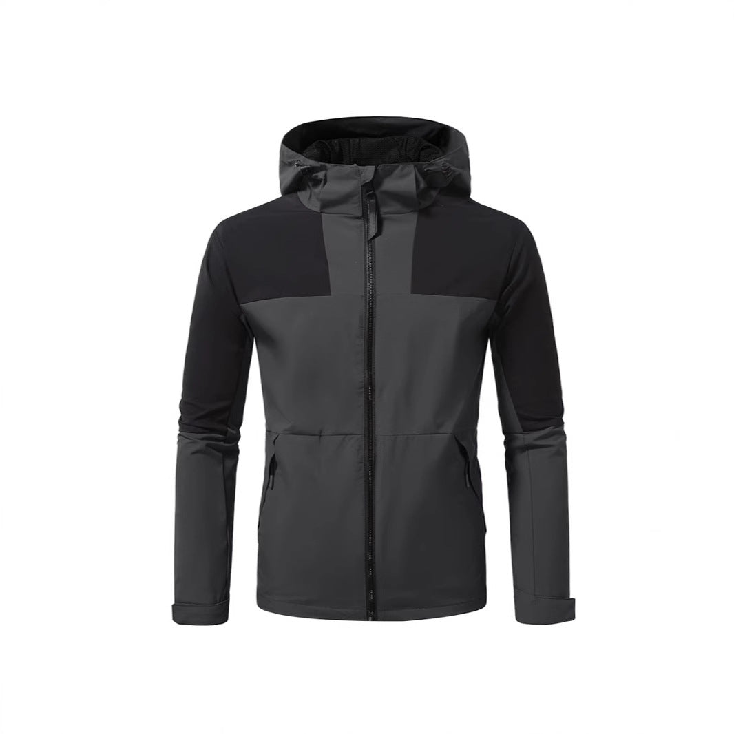 Herren Windbreaker Jacke mit verstellbarem Kapuzenkragen und seitlichen Taschen