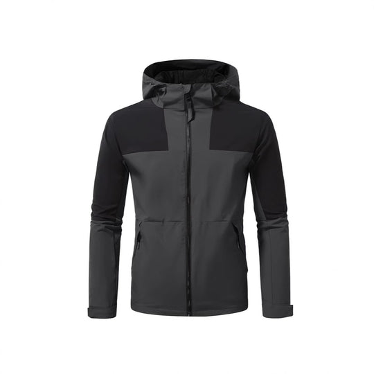 Herren Windbreaker Jacke mit verstellbarem Kapuzenkragen und seitlichen Taschen R&B