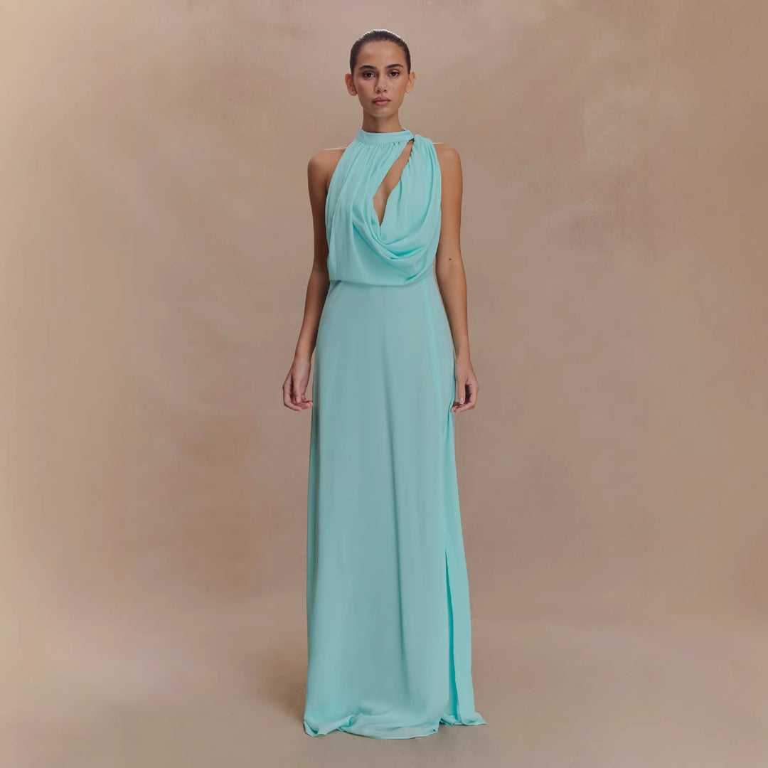 Damen Elegantes Maxi-Kleid mit drapiertem Oberteil R&B