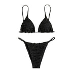 Damen Triangel-Bikini mit geschichteten Rüschendetails und verstellbaren Trägern R&B