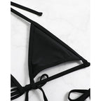 Damen Triangel-Bikini-Set mit geflochtenem Höschen und verstellbaren Trägern R&B