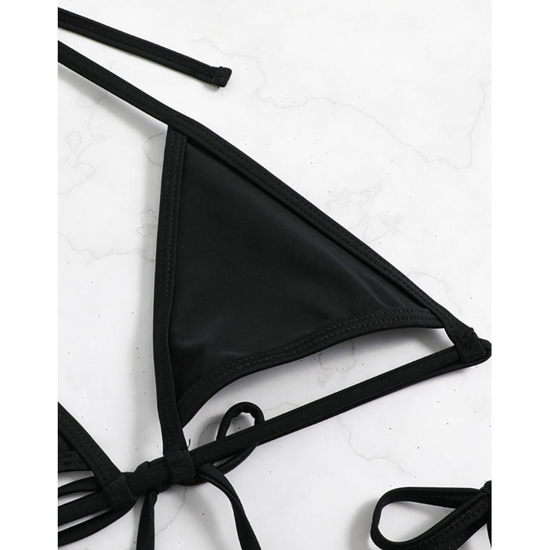 Damen Triangel-Bikini-Set mit geflochtenem Höschen und verstellbaren Trägern R&B