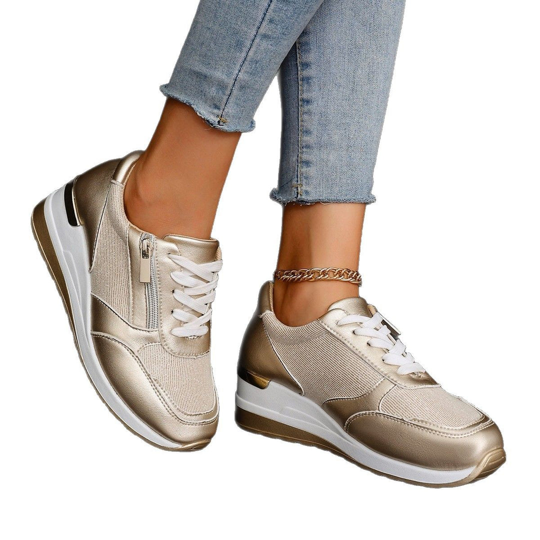 Damen Modische Sneakers mit glitzerndem Akzent und Reißverschluss R&B