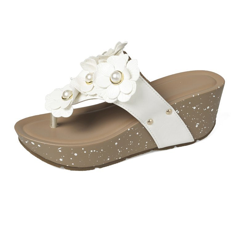 Damen Wedge-Sandaletten mit floralen Verzierungen und bequemer Absatztechnologie R&B