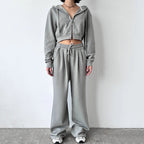Damen Cropped Hoodie und entspannte Jogginghose Set R&B