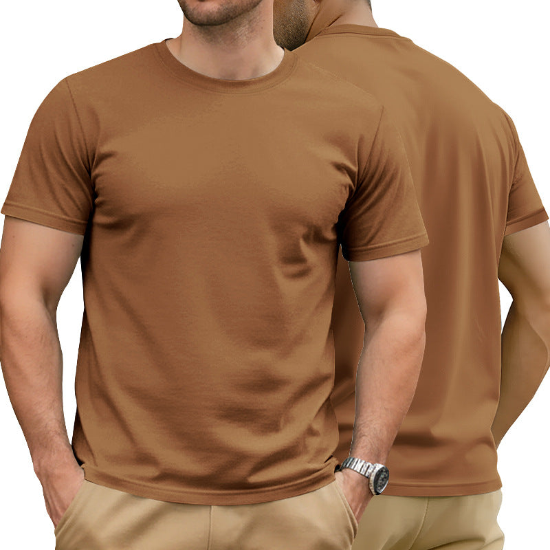 Herren nan Basic Kurzarm-T-Shirt aus hochwertigem Baumwollmix mit Rundhalsausschnitt, flachen Nähten und Regular Fit R&B