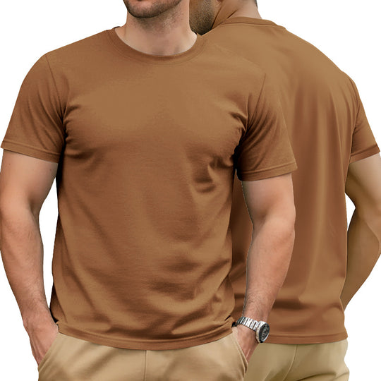 Herren nan Basic Kurzarm-T-Shirt aus hochwertigem Baumwollmix mit Rundhalsausschnitt, flachen Nähten und Regular Fit R&B