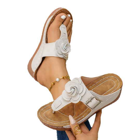 Damen Bequeme Flip-Flops mit blumenförmiger Applikation R&B