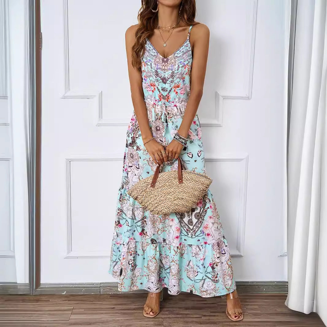 Damen Maxikleid mit verspieltem Muster und fließendem Schnitt R&B
