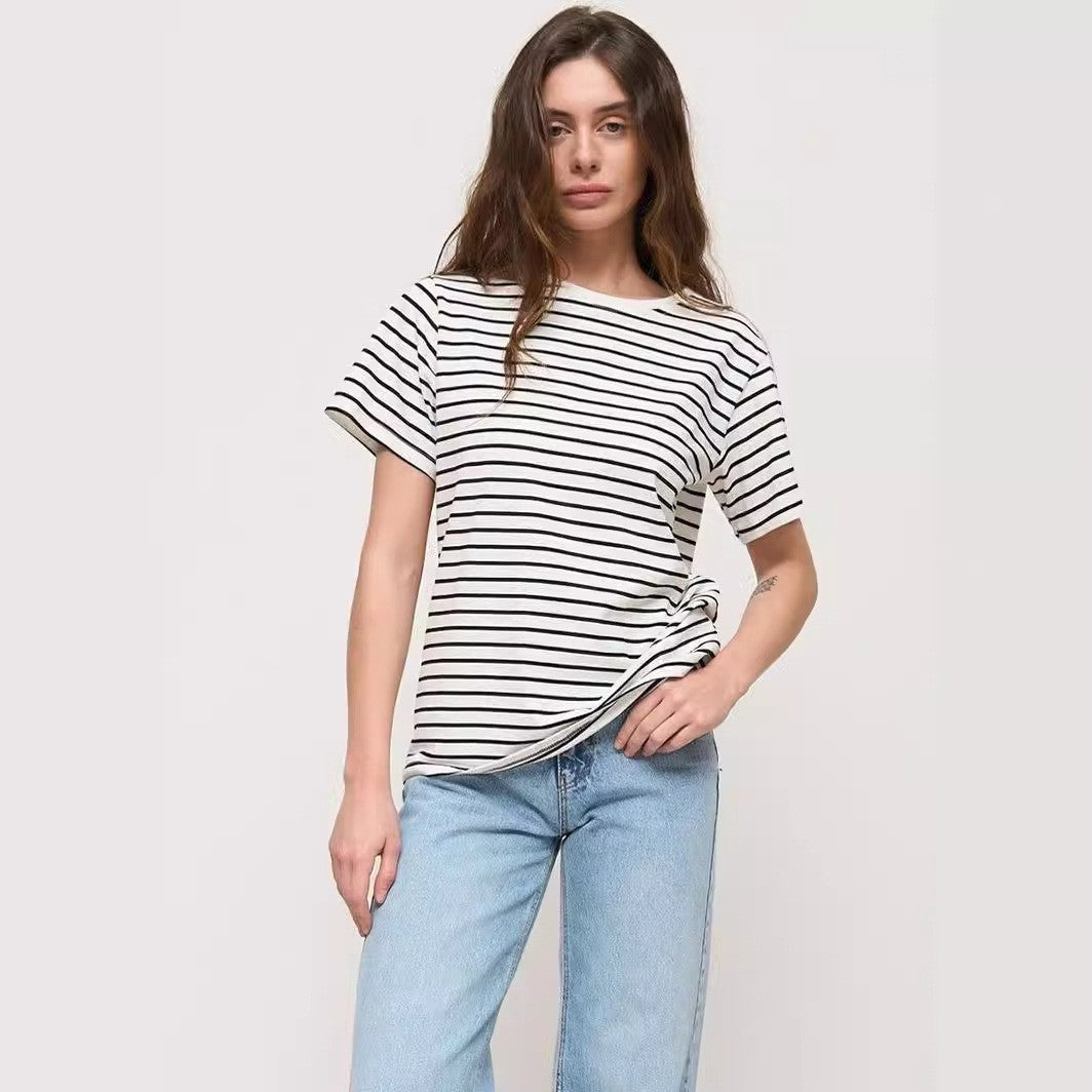 Damen lässiges gestreiftes T-Shirt aus Biobaumwolle R&B
