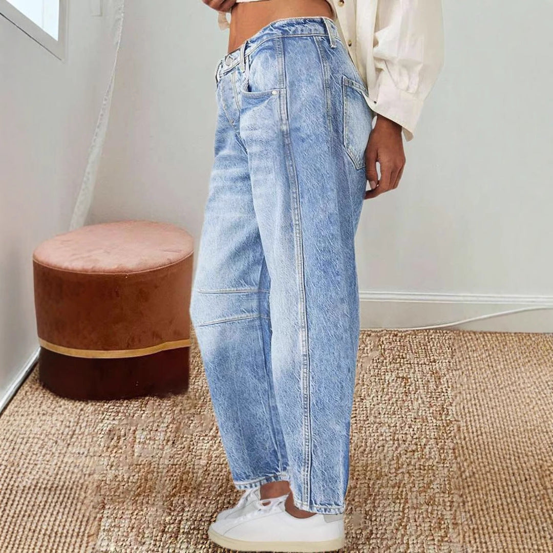 Damen Weite Jeans im lässigen Vintage-Stil mit hochwertigen Details R&B