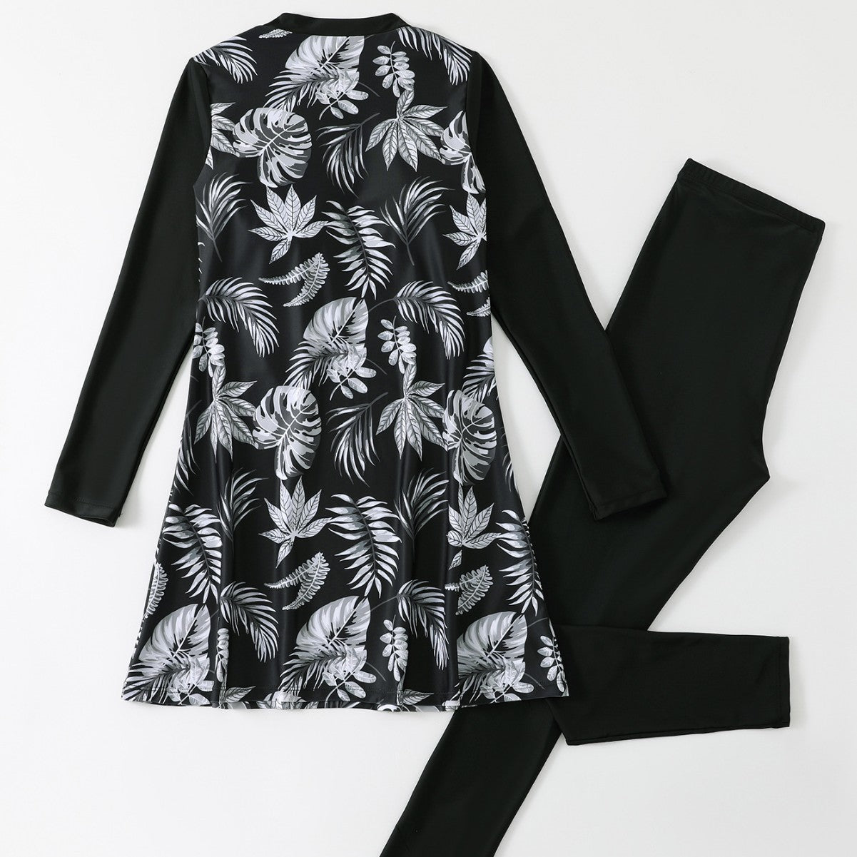 Damen Langarm Schwimmdress und Leggings Set R&B