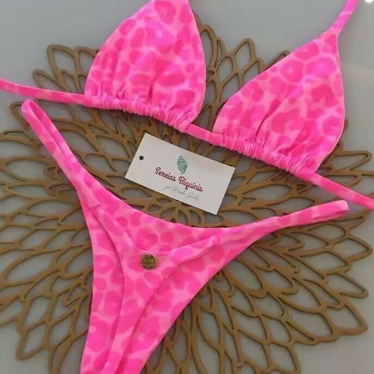 Damen Triangel-Bikini-Set mit floralen Mustern und verstellbaren Trägern R&B