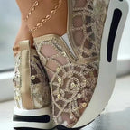 Damen Sneakers mit modischem Netzdesign und glitzernden Akzenten R&B