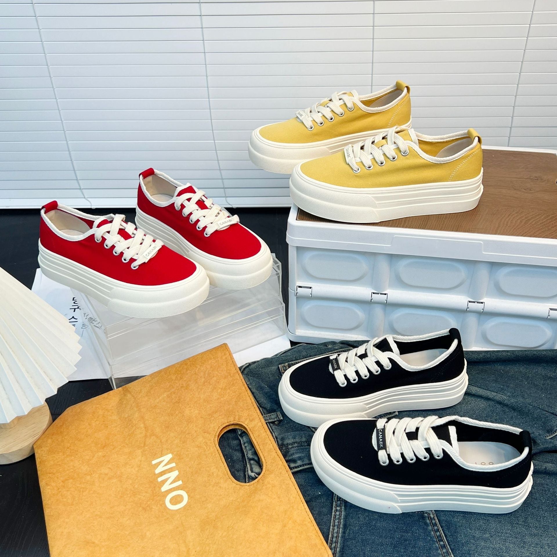 Damen Modische Plateau-Sneaker mit erhöhtem Sohlenprofil und atmungsaktivem Obermaterial R&B