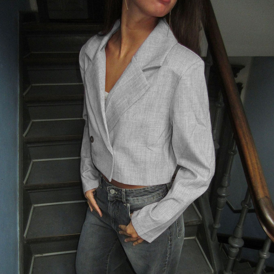 Damen modischer cropped Blazer mit elegantem Revers R&B